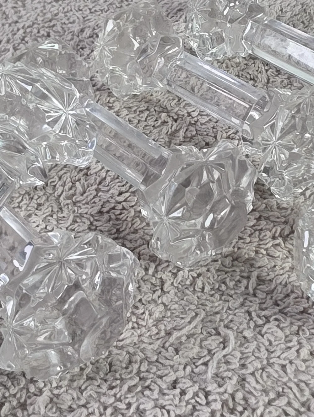 Vintage Faceted Glass Dumbbell-Shape Knife Rests Set Of Six